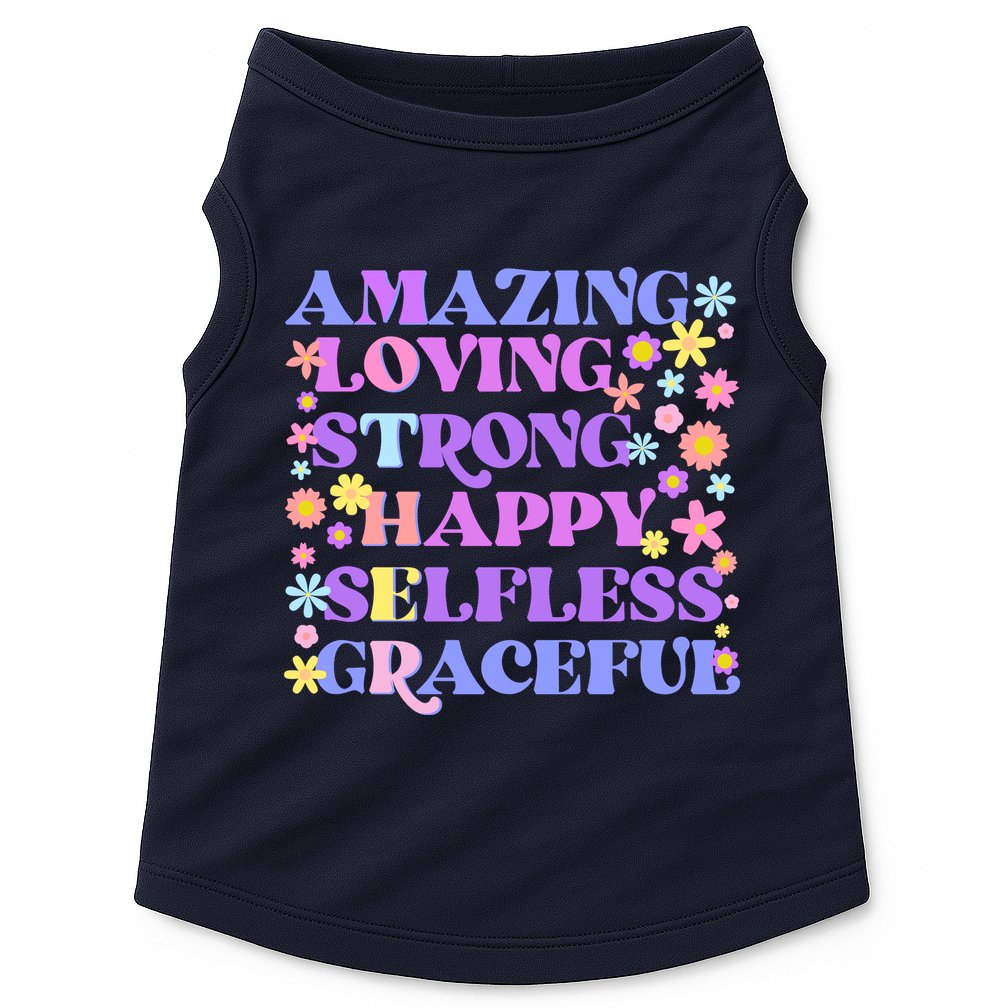 Retro Mother Day Amazing Loving Strong Happy Selfless Graceful Doggie Tank