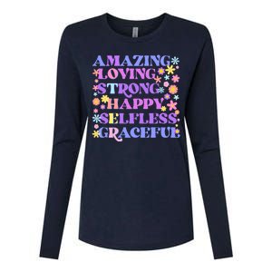 Retro Mother Day Amazing Loving Strong Happy Selfless Graceful Womens Cotton Relaxed Long Sleeve T-Shirt