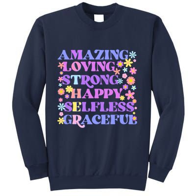 Retro Mother Day Amazing Loving Strong Happy Selfless Graceful Sweatshirt