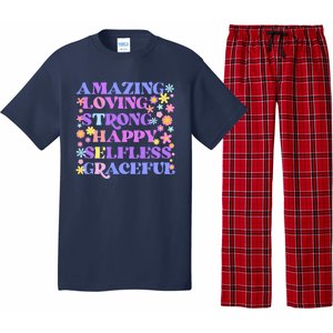 Retro Mother Day Amazing Loving Strong Happy Selfless Graceful Pajama Set