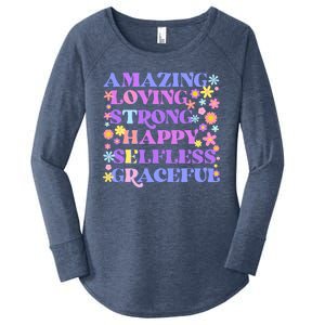 Retro Mother Day Amazing Loving Strong Happy Selfless Graceful Women's Perfect Tri Tunic Long Sleeve Shirt