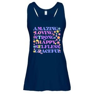 Retro Mother Day Amazing Loving Strong Happy Selfless Graceful Ladies Essential Flowy Tank