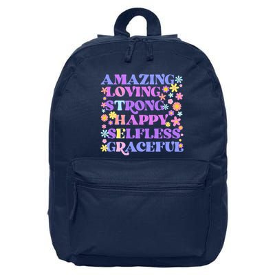 Retro Mother Day Amazing Loving Strong Happy Selfless Graceful 16 in Basic Backpack