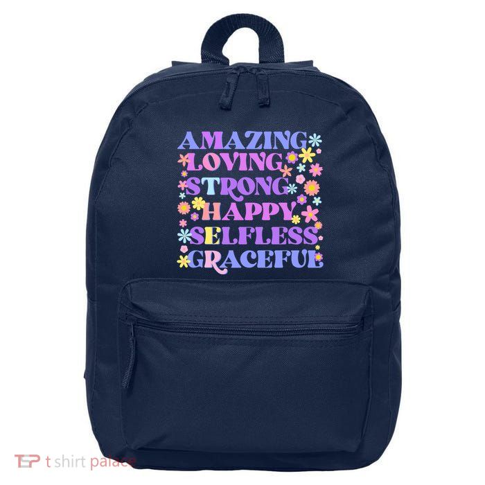 Retro Mother Day Amazing Loving Strong Happy Selfless Graceful 16 in Basic Backpack
