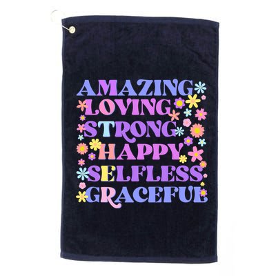 Retro Mother Day Amazing Loving Strong Happy Selfless Graceful Golf Towel