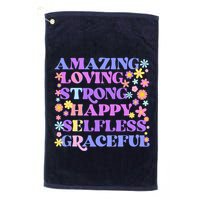 Retro Mother Day Amazing Loving Strong Happy Selfless Graceful Golf Towel