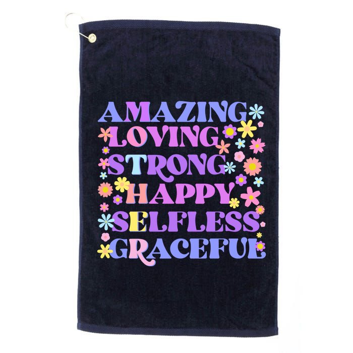Retro Mother Day Amazing Loving Strong Happy Selfless Graceful Golf Towel