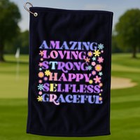Retro Mother Day Amazing Loving Strong Happy Selfless Graceful Golf Towel