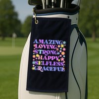 Retro Mother Day Amazing Loving Strong Happy Selfless Graceful Golf Towel