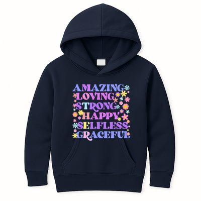 Retro Mother Day Amazing Loving Strong Happy Selfless Graceful Kids Hoodie