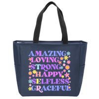 Retro Mother Day Amazing Loving Strong Happy Selfless Graceful Zip Tote Bag