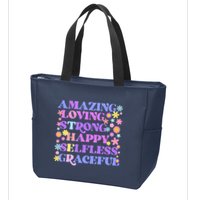Retro Mother Day Amazing Loving Strong Happy Selfless Graceful Zip Tote Bag