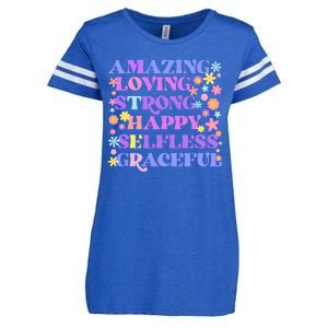 Retro Mother Day Amazing Loving Strong Happy Selfless Graceful Enza Ladies Jersey Football T-Shirt