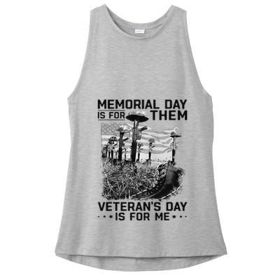 Retro Memorial Day Is For Them VeteranS Day Is For Me Ladies PosiCharge Tri-Blend Wicking Tank