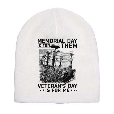 Retro Memorial Day Is For Them VeteranS Day Is For Me Short Acrylic Beanie