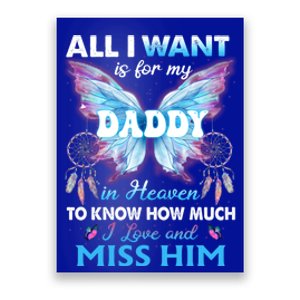 Remembrance My Dad Lives In Heaven Daughter Son Lost Daddy Gift Poster