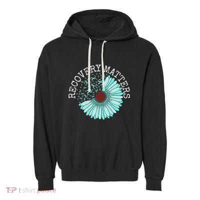 Recovery Matters Drug Alcohol Awareness Addiction Ribbon Garment-Dyed Fleece Hoodie