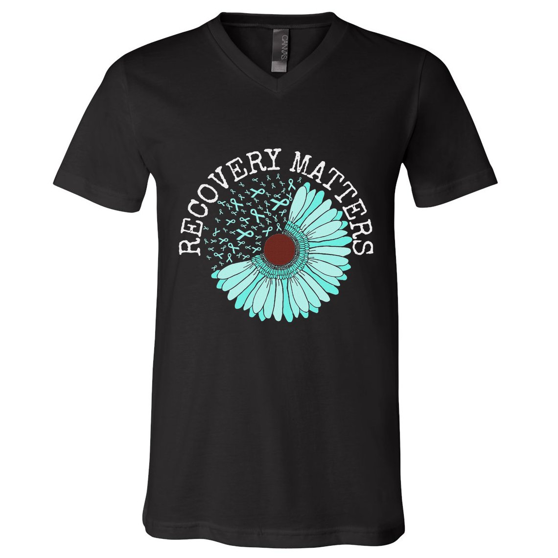 Recovery Matters Drug Alcohol Awareness Addiction Ribbon V-Neck T-Shirt