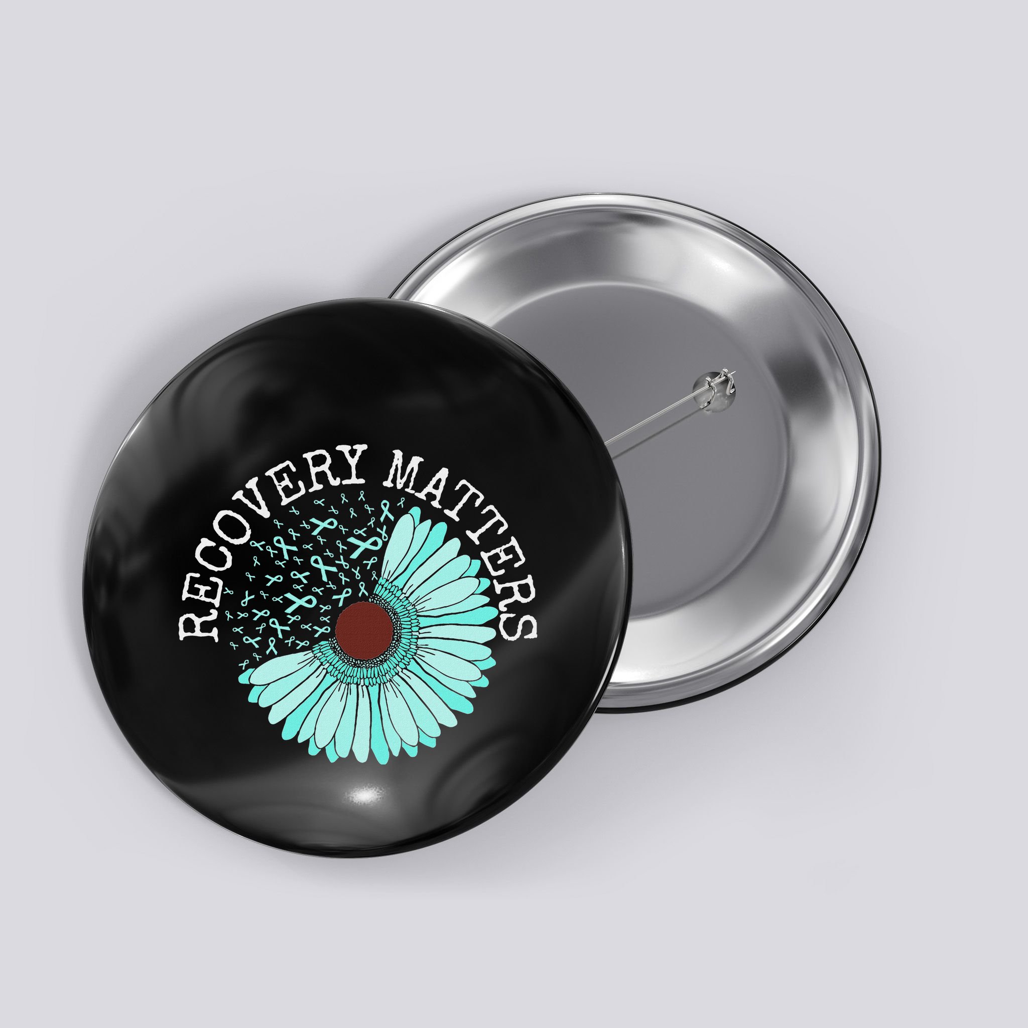 Recovery Matters Drug Alcohol Awareness Addiction Ribbon Button