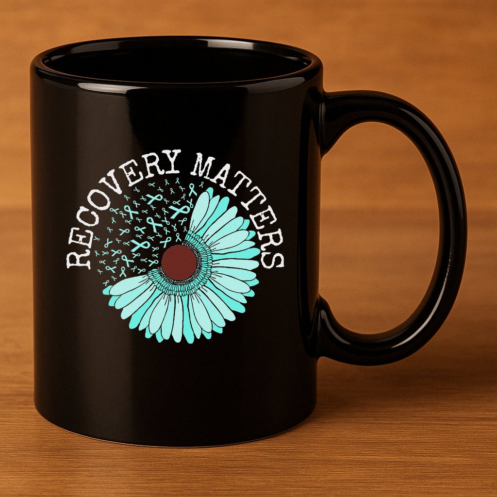 Recovery Matters Drug Alcohol Awareness Addiction Ribbon 11oz C Handle Ceramic Mug
