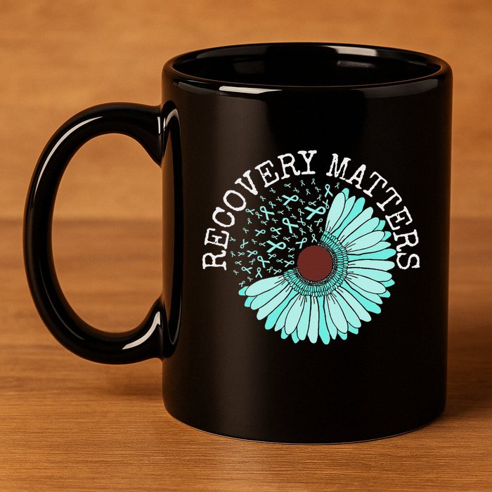 Recovery Matters Drug Alcohol Awareness Addiction Ribbon 11oz C Handle Ceramic Mug