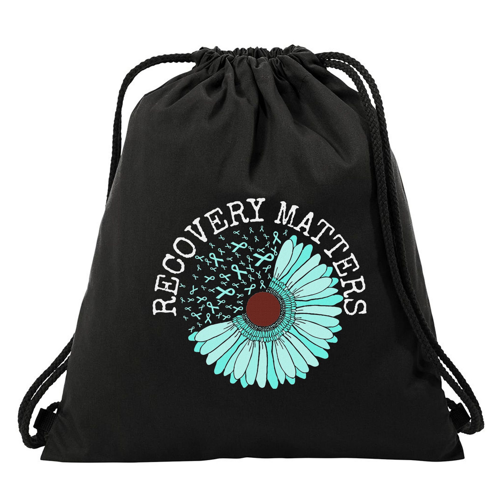 Recovery Matters Drug Alcohol Awareness Addiction Ribbon Drawstring Bag