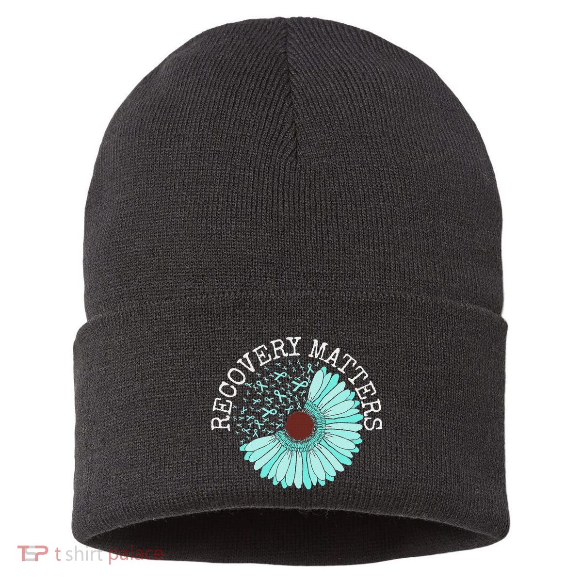 Recovery Matters Drug Alcohol Awareness Addiction Ribbon Sustainable Knit Beanie