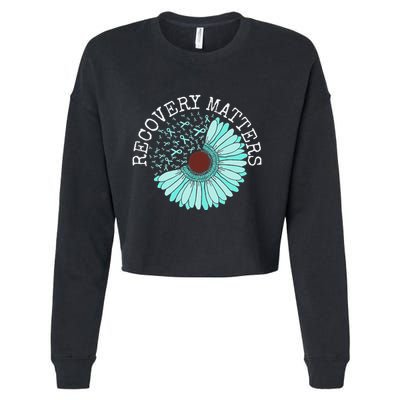 Recovery Matters Drug Alcohol Awareness Addiction Ribbon Cropped Pullover Crew
