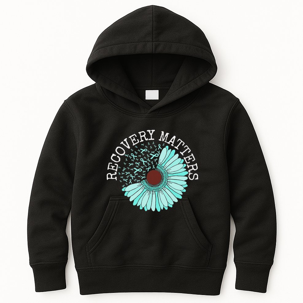 Recovery Matters Drug Alcohol Awareness Addiction Ribbon Kids Hoodie