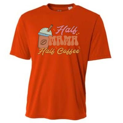 Retro Mother's Day Half Mama Half Coffee Caffeine Lover Cooling Performance Crew T-Shirt