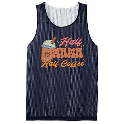 Retro Mother's Day Half Mama Half Coffee Caffeine Lover Mesh Reversible Basketball Jersey Tank