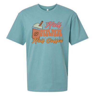 Retro Mother's Day Half Mama Half Coffee Caffeine Lover Sueded Cloud Jersey T-Shirt