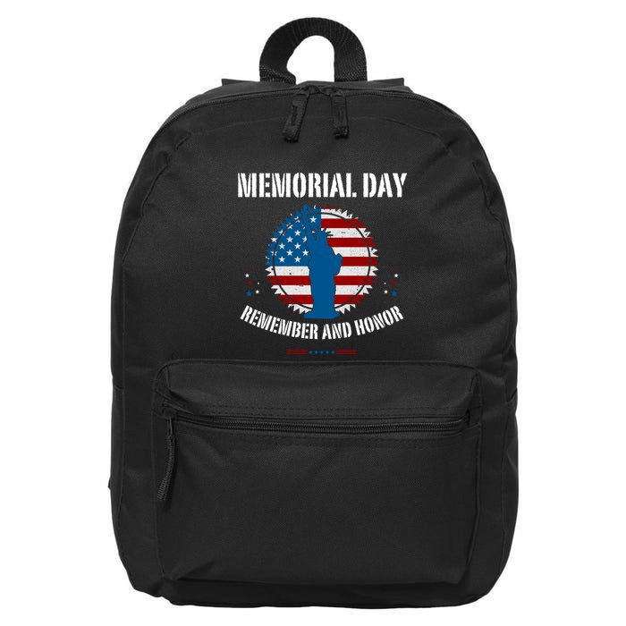 Retro Memorial Day Remember And Honor Veteran Usa 16 in Basic Backpack