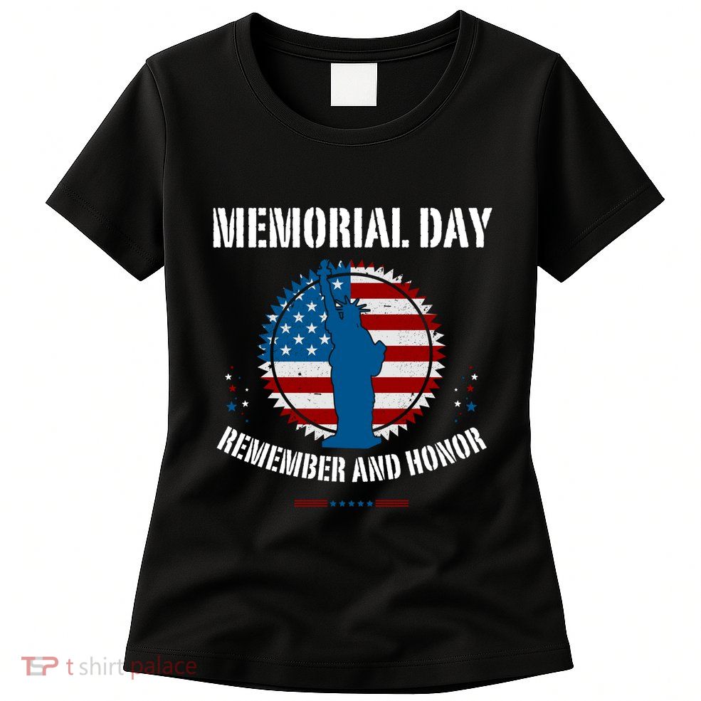 Retro Memorial Day Remember And Honor Veteran Usa Womens T-Shirt