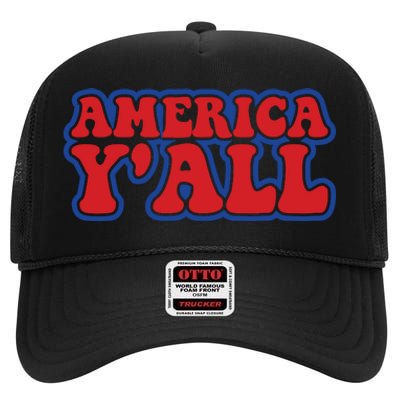 Retro Memorial Day America High Crown Mesh Back Trucker Hat