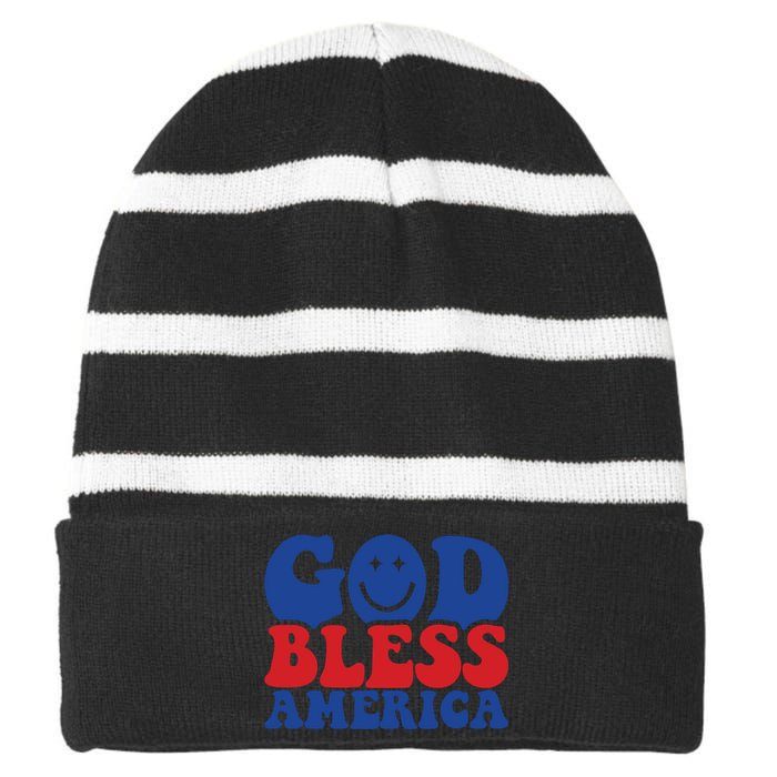 Retro Memorial Day America Striped Beanie with Solid Band