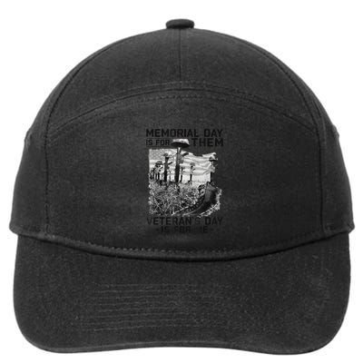 Retro Memorial Day Is For Them VeteranS Day Is For Me 7-Panel Snapback Hat