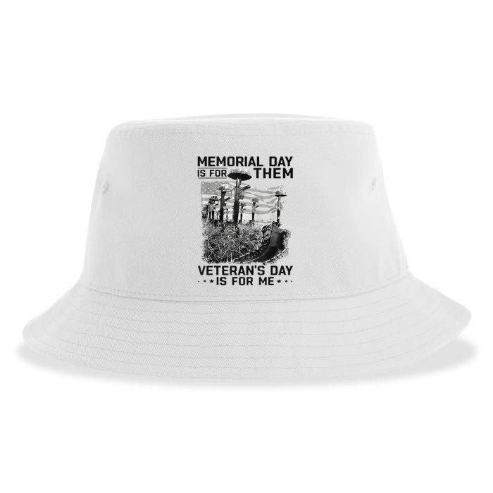 Retro Memorial Day Is For Them VeteranS Day Is For Me Sustainable Bucket Hat