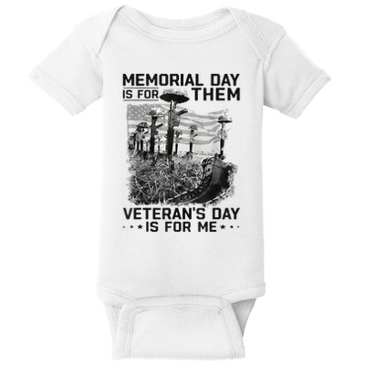 Retro Memorial Day Is For Them VeteranS Day Is For Me Baby Bodysuit