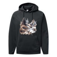 Retro Mallard Ducks Fall Pond Scene Performance Fleece Hoodie