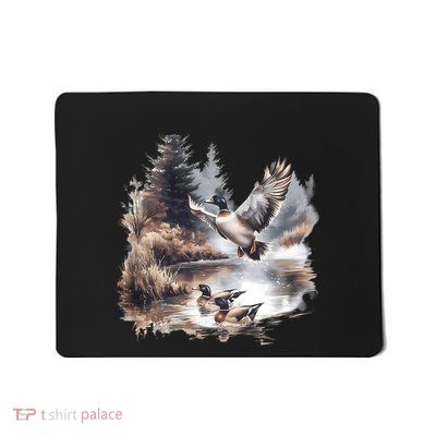 Retro Mallard Ducks Fall Pond Scene Mousepad