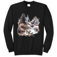 Retro Mallard Ducks Fall Pond Scene Tall Sweatshirt