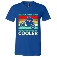 Retro Motocross Dad Like A Regular Dad But Cooler Meaningful Gift V-Neck T-Shirt