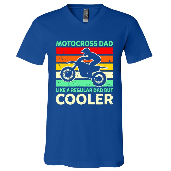 Retro Motocross Dad Like A Regular Dad But Cooler Meaningful Gift V-Neck T-Shirt