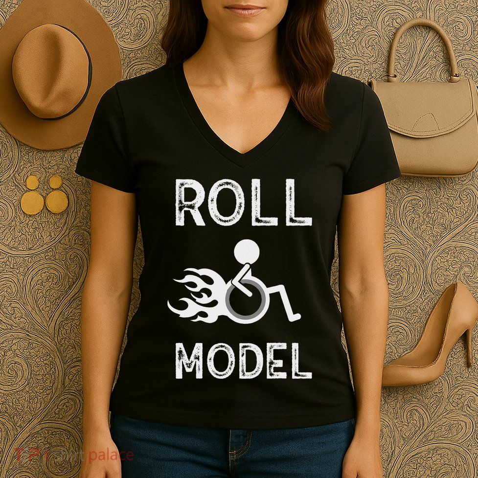 Roll Model Disability Awareness Pwd Wheelchair Model Women's V-Neck T-Shirt