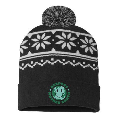 Respect Mother Earth Planet USA-Made Snowflake Beanie