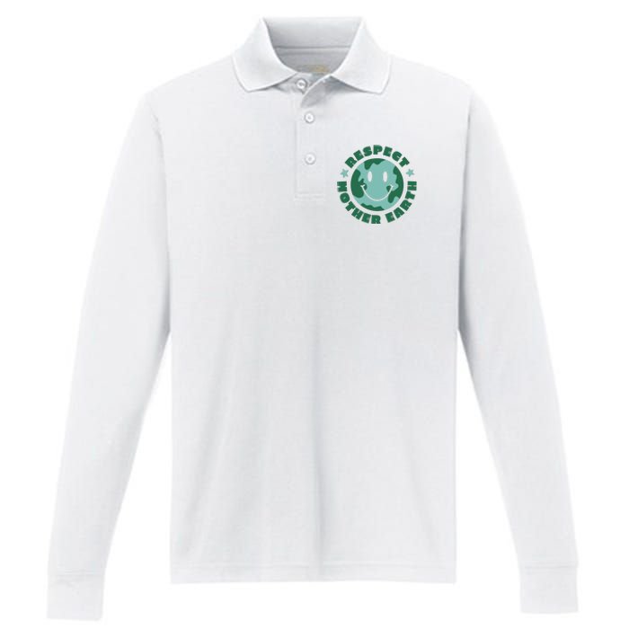 Respect Mother Earth Planet Performance Long Sleeve Polo