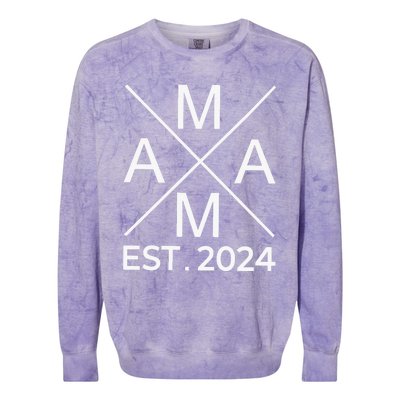 Retro Mama Est 2024 Happy Mothers Day Colorblast Crewneck Sweatshirt