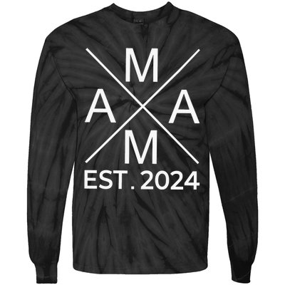 Retro Mama Est 2024 Happy Mothers Day Tie-Dye Long Sleeve Shirt