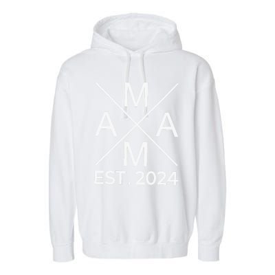 Retro Mama Est 2024 Happy Mothers Day Garment-Dyed Fleece Hoodie